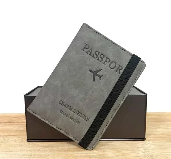 Funda para pasaporte  Vintage RFID para hombre y mujer