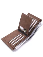 Billetera para caballero marrón piel cuerina - Imagen 2