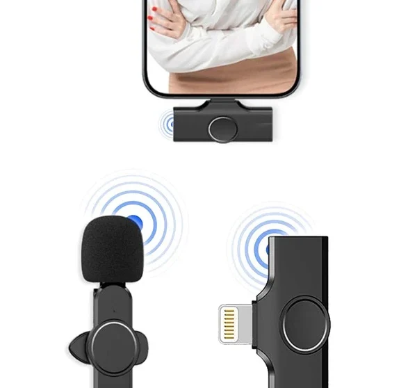 Micrófono lavalier 2,4G inalámbrico compatible con iPhone