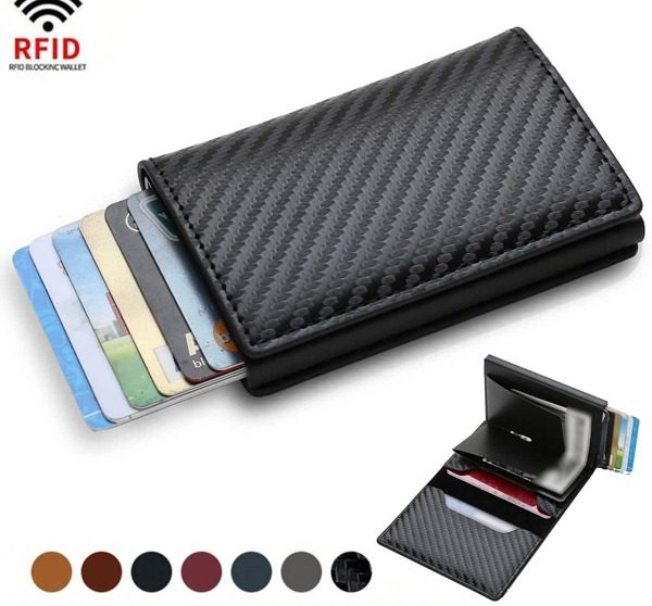 Billetera Porta Tarjetas Metalico Tarjetero Con Bloqueo Rfid