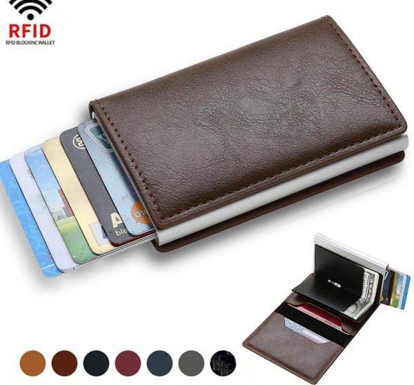 Billetera Porta Tarjetas Metalico Tarjetero Con Bloqueo Rfid