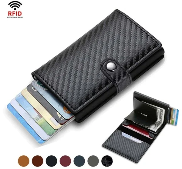 Billetera Porta Tarjetas Metalico Tarjetero Con Bloqueo Rfid