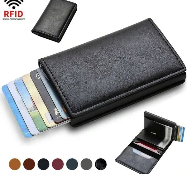 Billetera Porta Tarjetas Metalico Tarjetero Con Bloqueo Rfid