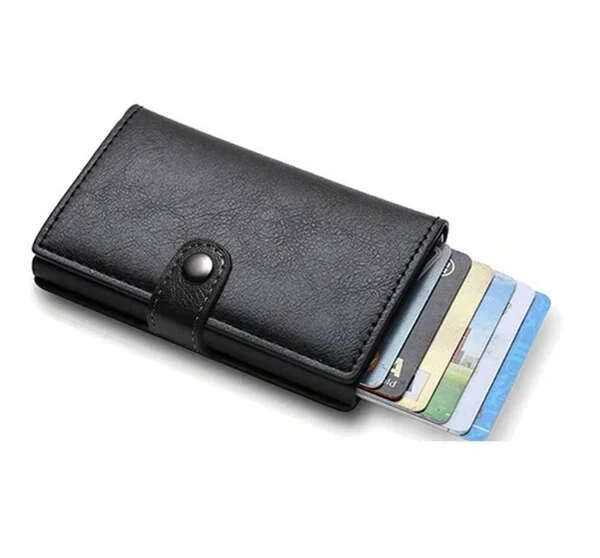 Billetera Porta Tarjetas Metalico Tarjetero Con Bloqueo Rfid