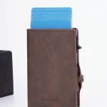 Billetera Porta Tarjetas Metalico Tarjetero Con Bloqueo Rfid Cafe