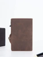 Billetera Porta Tarjetas Metalico Tarjetero Con Bloqueo Rfid Cafe - Imagen 5