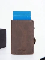 Billetera Porta Tarjetas Metalico Tarjetero Con Bloqueo Rfid Cafe - Imagen 6