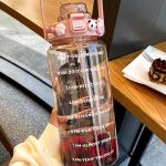 Termo o botella de agua con diseños 2 Litros motivacional Rosado