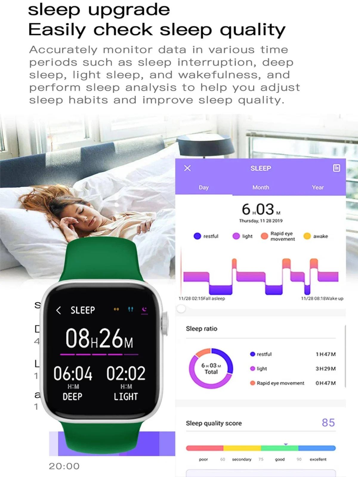 Reloj Inteligente Smartwatch T500 Plus Podometro Verde - Imagen 6