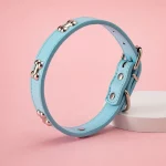 Collar para mascota con diseño hueso celeste