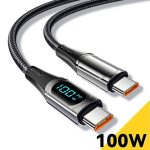 Cargador de carga rápida USB tipo C a USB C Cable 100 W/5A PD  Cable para Macbook/Xiaomi/Samsung tipo-C USBC Cable duradero