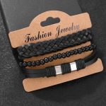 3 piezas/set pulsera de detalle trenzado con decoración de cuentas para hombre para decoración diaria para una apariencia elegante