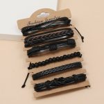 6 piezas pulsera PU de hombres