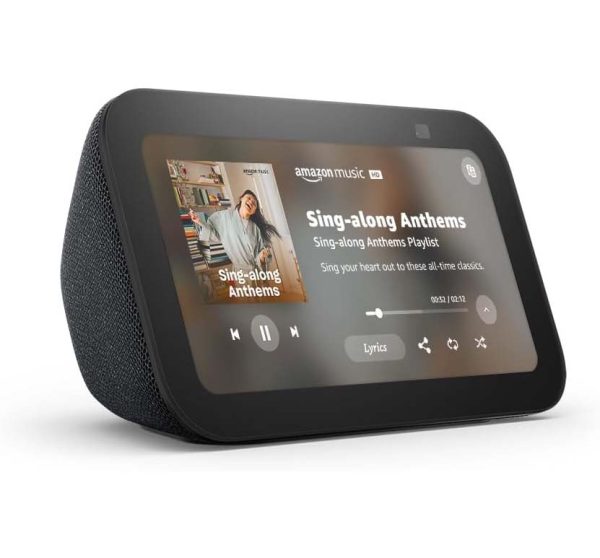 Amazon Echo Show 5 (modelo más reciente), Pantalla inteligente con 2x bajo y sonido claro, Carbón