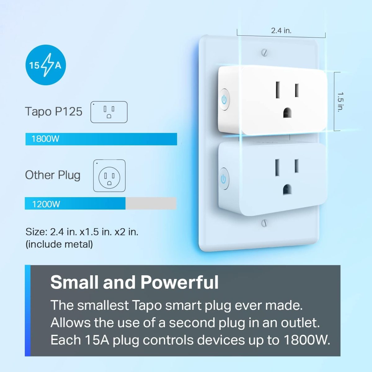 Enchufe inteligente mini TP-Link Tapo, 15A/1800W Max, Funciona con Siri, Alexa, Apple HomeKit y Google Home, solo wifi 2.4G (4 unidades) - Imagen 2