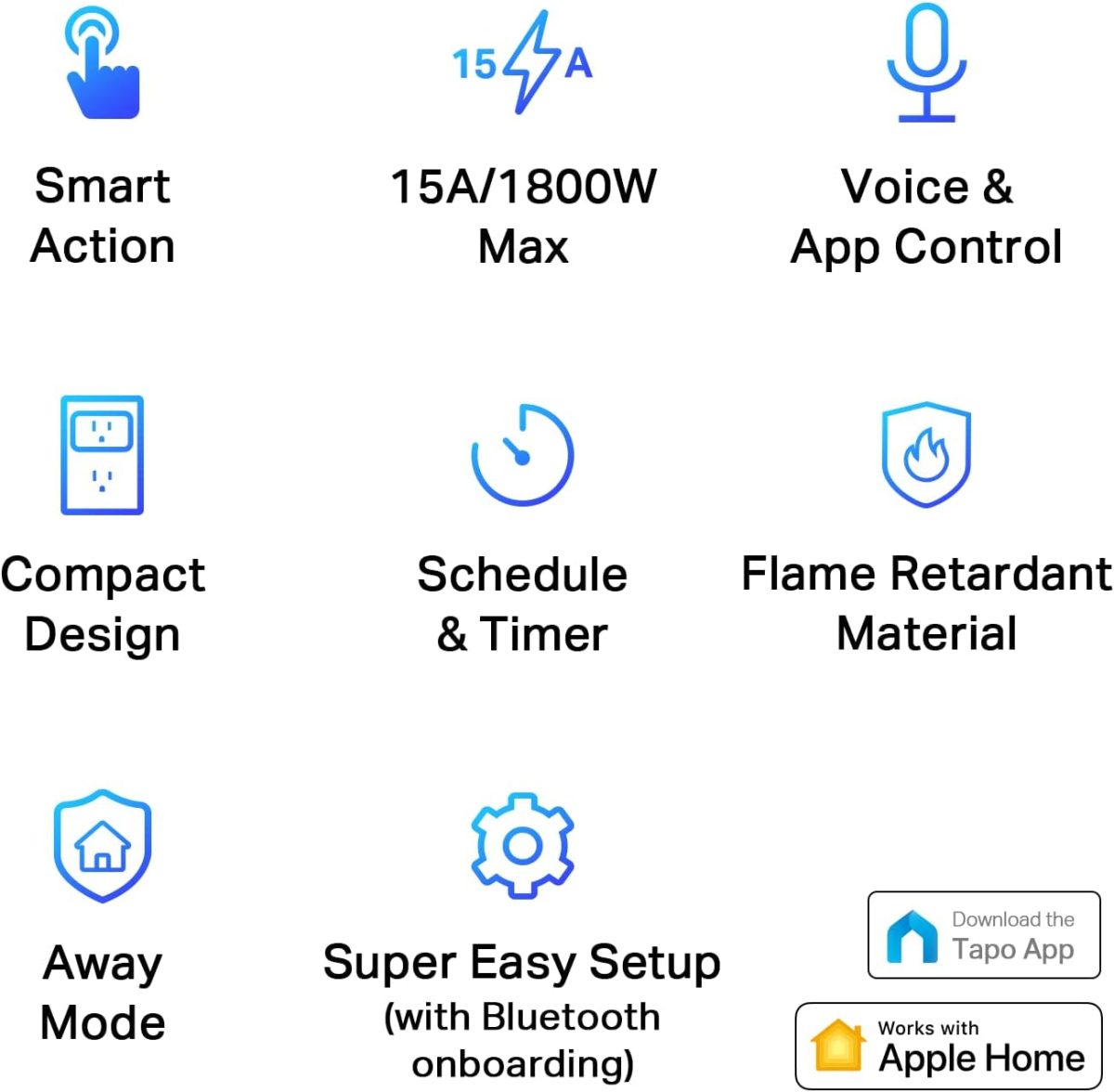 Enchufe inteligente mini TP-Link Tapo, 15A/1800W Max, Funciona con Siri, Alexa, Apple HomeKit y Google Home, solo wifi 2.4G (4 unidades) - Imagen 3