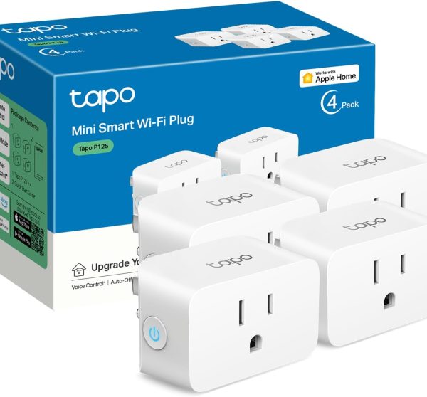 Enchufe inteligente mini TP-Link Tapo, 15A/1800W Max, Funciona con Siri, Alexa, Apple HomeKit y Google Home, solo wifi 2.4G (4 unidades)