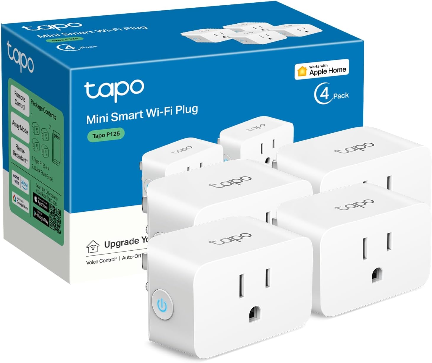 61n3U5KDCXL._AC_SL1500_ Enchufe inteligente mini TP-Link Tapo, 15A/1800W Max, Funciona con Siri, Alexa, Apple HomeKit y Google Home, solo wifi 2.4G (4 unidades) - Imagen 1