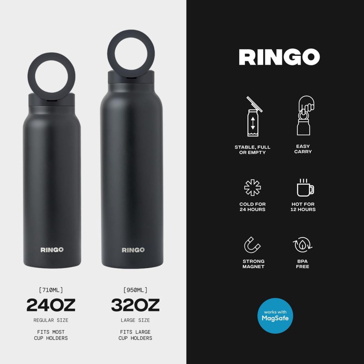 Botella Ringo 32 oz con Soporte Magnético para Teléfono – Acero Inoxidable, Compatible MagSafe - Imagen 8