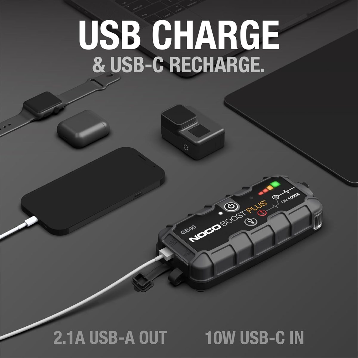 NOCO Boost Plus GB40 – Arrancador de Batería Portátil 1000A para Gasolina y Diésel - Imagen 4
