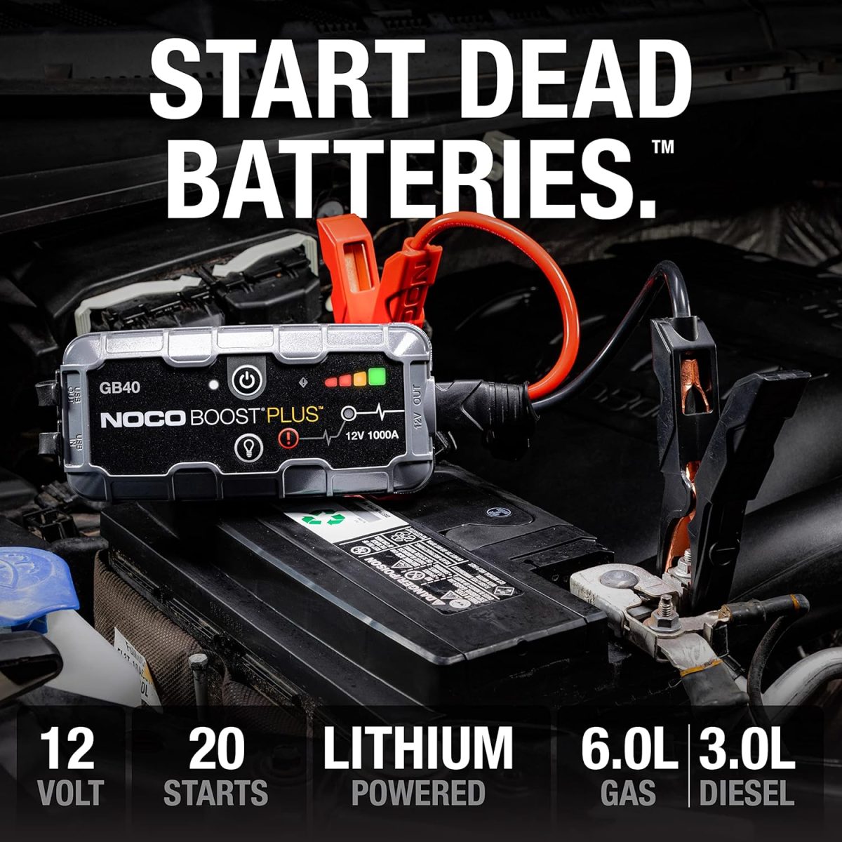 NOCO Boost Plus GB40 – Arrancador de Batería Portátil 1000A para Gasolina y Diésel - Imagen 2